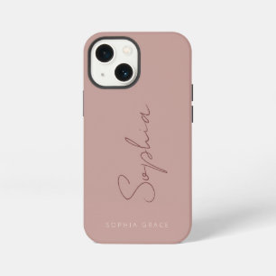 Moderne Voeg je naam toe Stijlvolle Stof Rose iPhone 13 Mini Hoesje