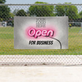 Moderne Voeg Logo open roze neonteken toe Spandoek (Insitu)