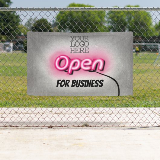 Moderne Voeg Logo open roze neonteken toe Spandoek (Insitu)