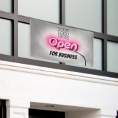 Moderne Voeg Logo open roze neonteken toe Spandoek (Buitenkant Gebouw)
