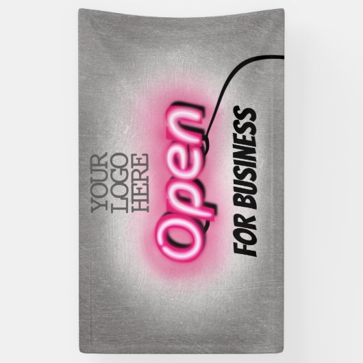 Moderne Voeg Logo open roze neonteken toe Spandoek (Verticaal)
