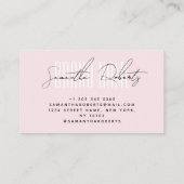 Moderne voeg merk elegant lichtroze toe visitekaartje (Achterkant)
