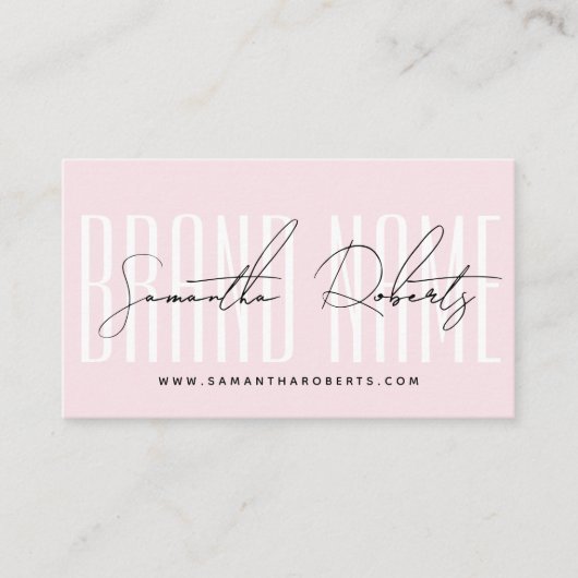 Moderne voeg merk elegant lichtroze toe visitekaartje (Voorkant)