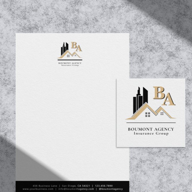 Moderne Voeg Uw Eigen Logo Toe Professionele Zwart Briefhoofd (Creator heeft geüpload)