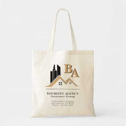 Moderne Voeg Uw Eigen Logo Toe Professionele Zwart Tote Bag (Voorkant)