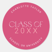 moderne voet | Hot Pink Klasse van 2025 Afstuderen Ronde Sticker (Voorkant)