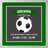 Moderne Voetbal Baby Geboorte Stats Poster (Voorkant)
