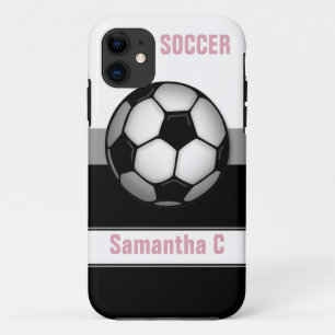 Moderne Voetbal roze gepersonaliseerde iPhone 5 Ho 11 Hoesje