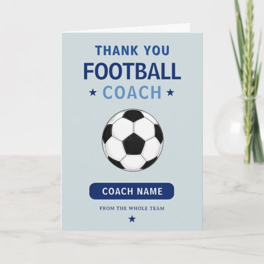 Moderne Voetbal Team Speler Coach Bedankkaart (Voorkant)
