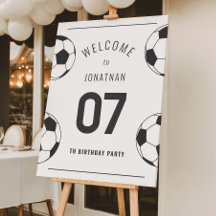 Moderne Voetbal Verjaardag Welkom Bord Zeven