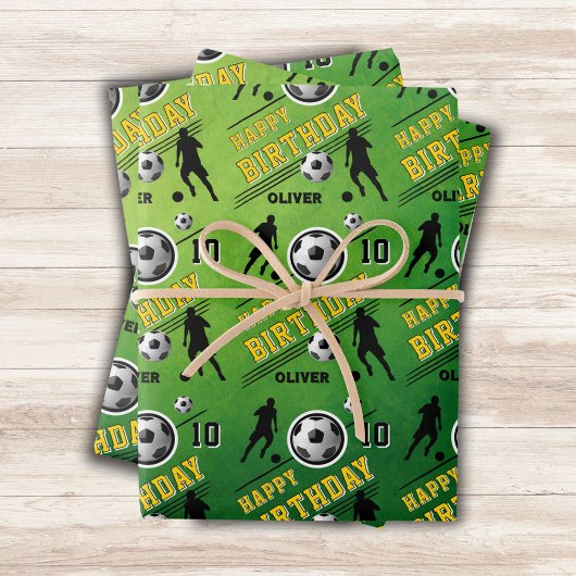 Moderne Voetbal Voetbalspeler Verjaardag Inpakpapier Vel