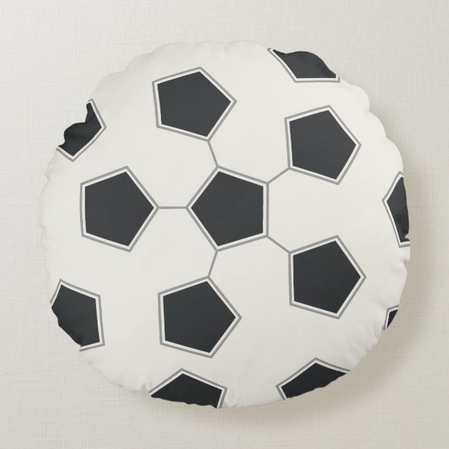 Moderne Voetbalbalprint Tweezijdig Rond Kussen (Voorkant)