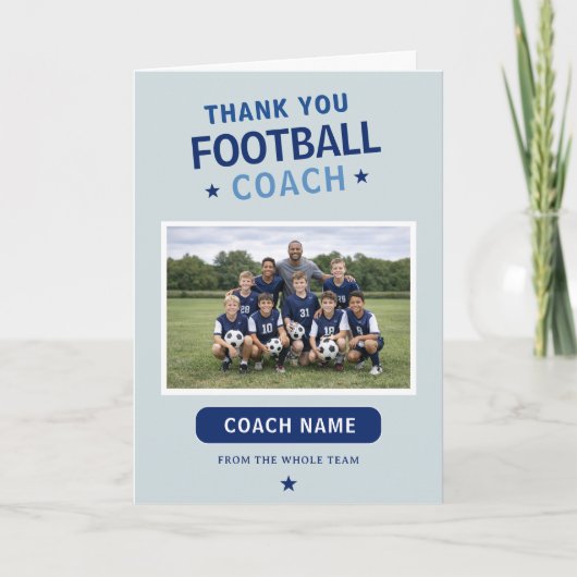 Moderne Voetbalelftal Foto Coach Bedankkaart (Voorkant)