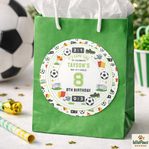 Moderne Voetbalfeestje Jongens 8e Verjaardag Ronde Sticker