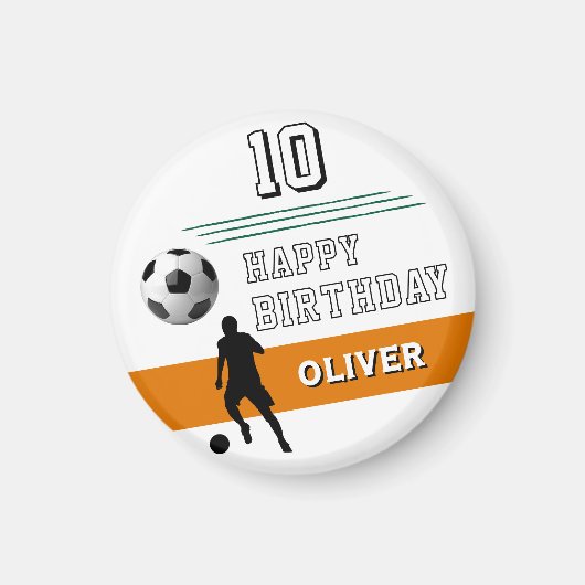 Moderne voetballer Silhouette Happy Birthday Magneet (Voorkant)