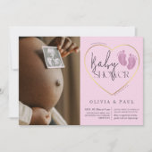 Moderne Voeten Roze Glitters Baby Meisje Shower Kaart (Voorkant)