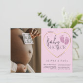 Moderne Voeten Roze Glitters Baby Meisje Shower Kaart (Staand voorkant)