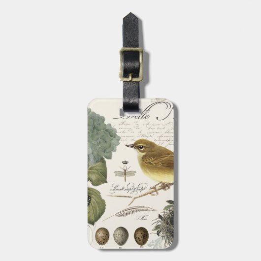 moderne vogel en nest bagagelabel (Voorkant verticaal)