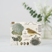 moderne  vogel en nest briefkaart (Staand voorkant)