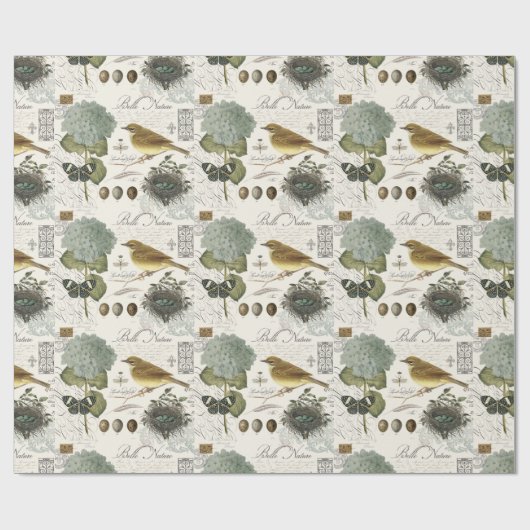 moderne  vogel en nest cadeaupapier (Vlak)