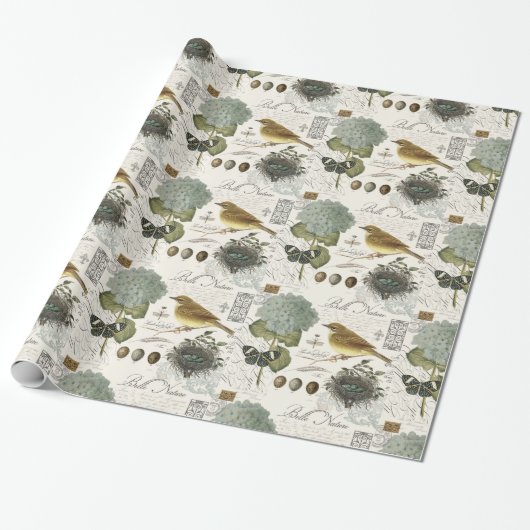 moderne  vogel en nest cadeaupapier (Uitgerold)