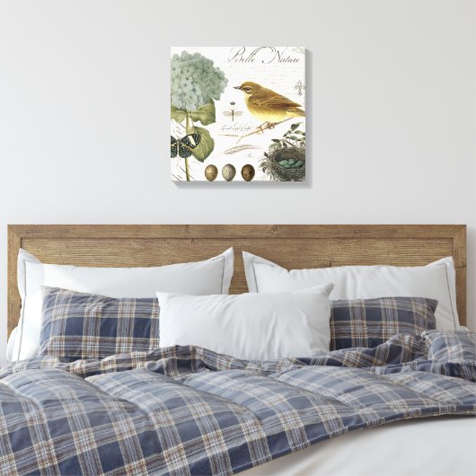moderne vogel en nest canvas afdruk (Insitu (Slaapkamer))
