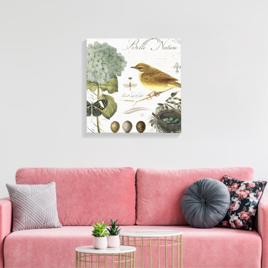 moderne  vogel en nest canvas afdruk (Insitu (Woonkamer))