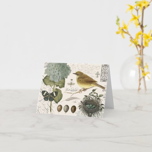 moderne  vogel en nest kaart (Gele Bloem)