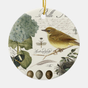 moderne  vogel en nest keramisch ornament