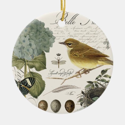 moderne  vogel en nest keramisch ornament (Voorkant)