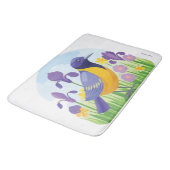 Moderne Vogel met Iris Bloem Patroon Badmat (Gekanteld)