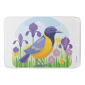 Moderne Vogel met Iris Bloem Patroon Badmat (Voorkant)