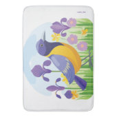 Moderne Vogel met Iris Bloem Patroon Badmat (Voorkant Verticaal)