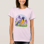 Moderne vogel met irisbloemen cool t-shirt (Voorkant)