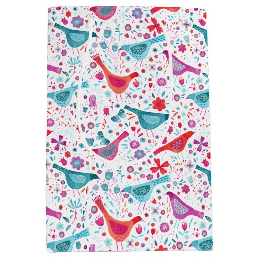 Moderne Vogel Waterverf Medium Cadeauzakje (Voorkant)