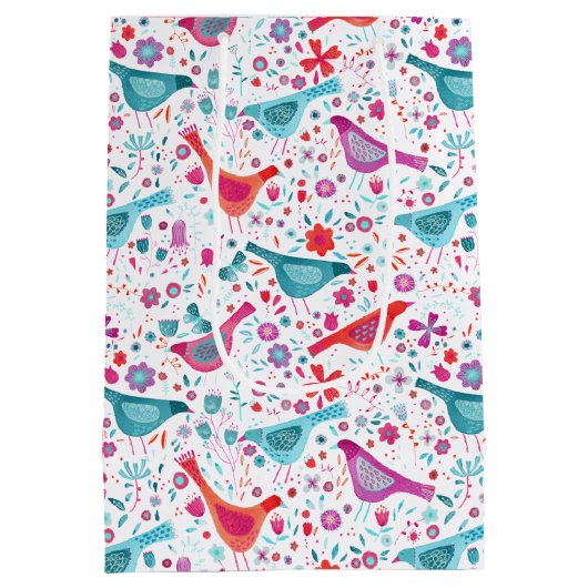 Moderne Vogel Waterverf Medium Cadeauzakje (Achterkant)