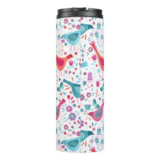 Moderne Vogel Waterverf Thermosbeker (Achterkant)