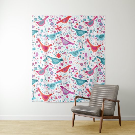 Moderne Vogel Waterverf Wandkleed (In situ)