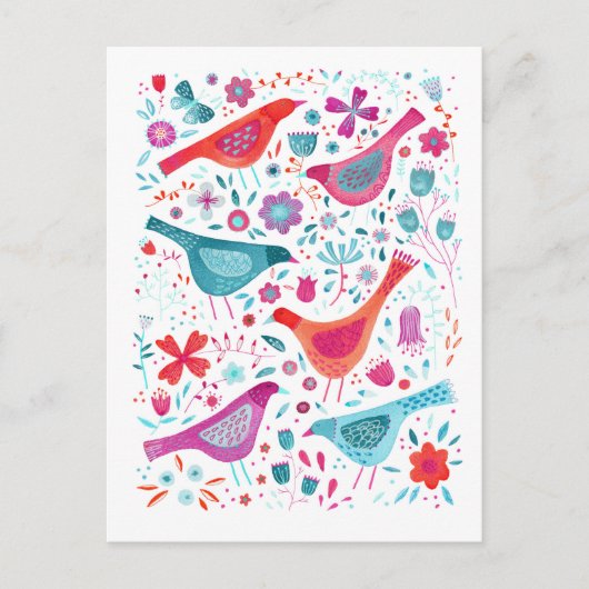 Moderne Vogelaquarél Watercolor Briefkaart (Voorkant)