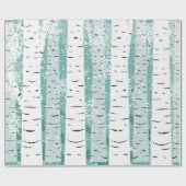 moderne vogelbomen in sneeuw cadeaupapier (Vlak)