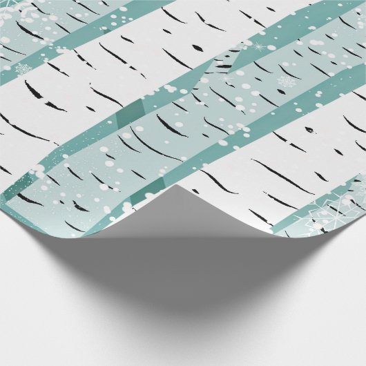 moderne vogelbomen in sneeuw cadeaupapier (Hoek)