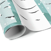 moderne vogelbomen in sneeuw cadeaupapier (Rol Hoek)