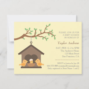 Moderne Vogelhuis Nest Vogel Lente Baby Shower Kaart
