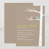 Moderne vogelparen Baby shower Uitnodiging neutraa (Voorkant / Achterkant)