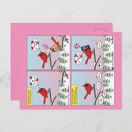 Moderne vogelparing roept Comic Briefkaart (Voorkant / Achterkant)