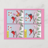 Moderne vogelparing roept Comic Briefkaart (Voorkant)