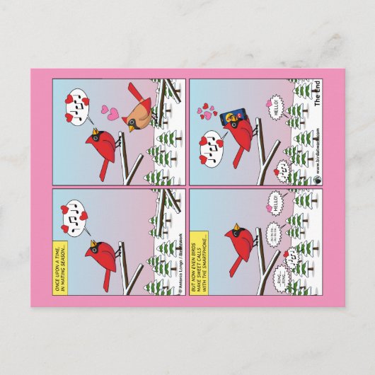 Moderne vogelparing roept Comic Briefkaart (Voorkant)