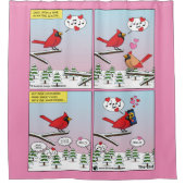 Moderne vogelparing roept Comic Douchegordijn (Voorkant)