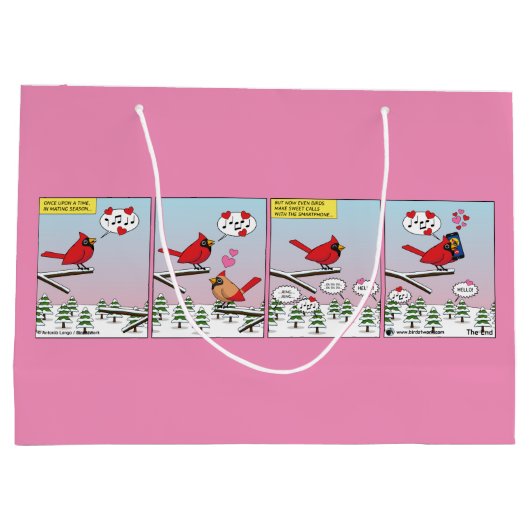 Moderne vogelparing roept Comic Groot Cadeauzakje (Achterkant)