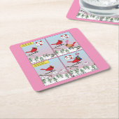 Moderne vogelparing roept Comic Kartonnen Onderzetters (Schuin)